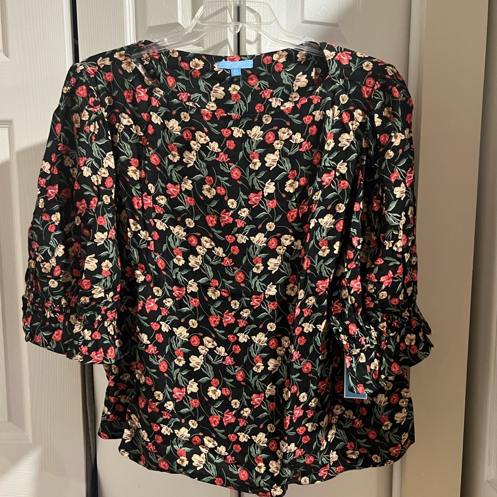 Draper James floral top in black background